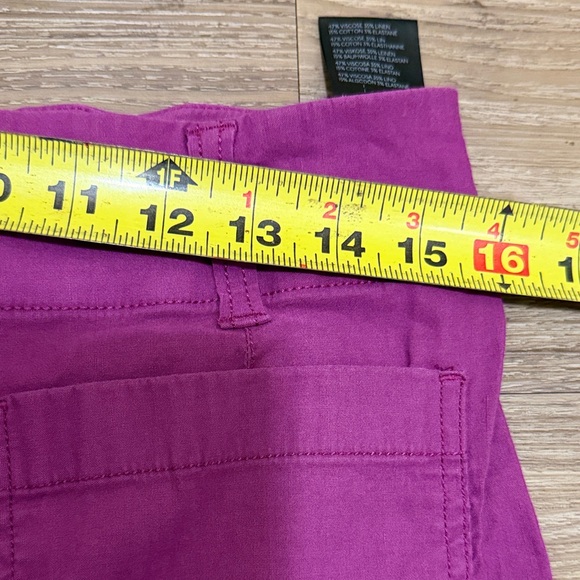 Anthropologie Maeve The Colette Pant Linen Wide Leg Trouser Purple Ankle Sz: 31 - Picture 8 of 10